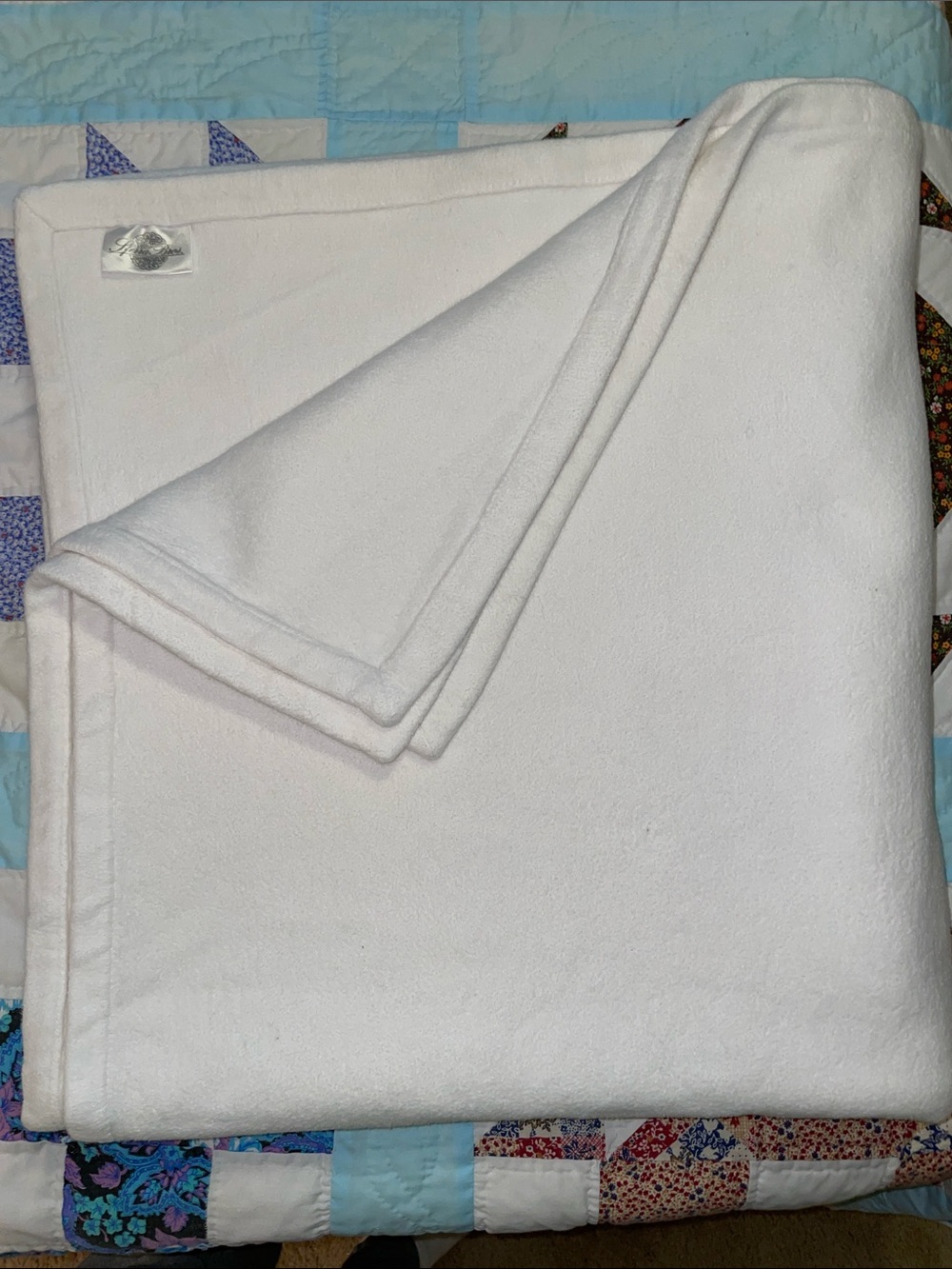 Sferra Brothers White Brushed 100% Cotton Blanket, Like New, Full Size